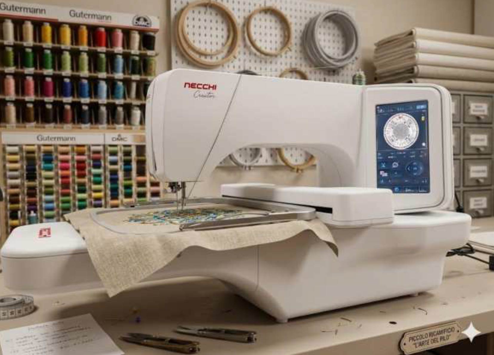 Necchi Creator One | Macchina da ricamo domestica ago singolo con touchscreen 7"