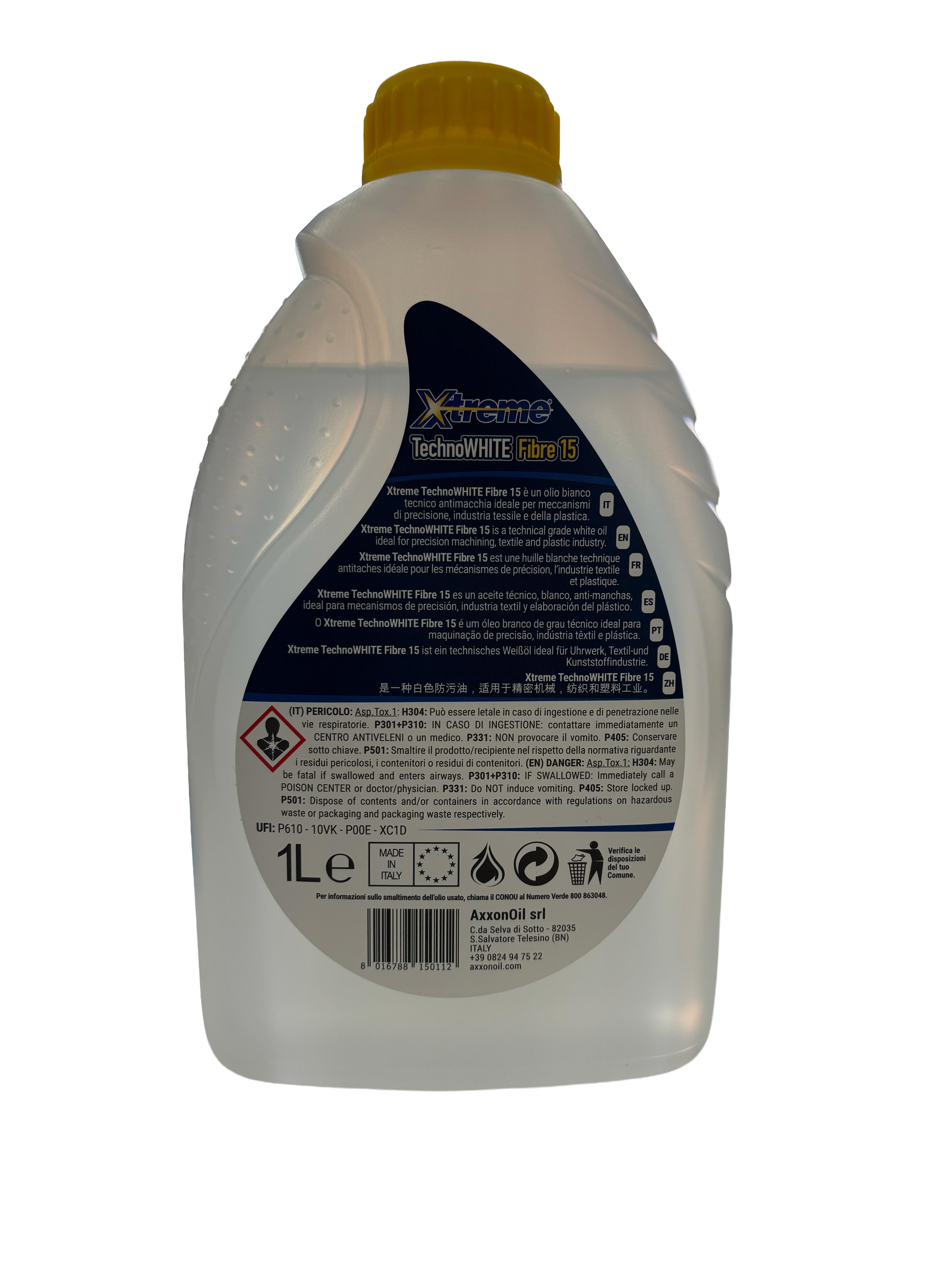 Xtreme TechnoWHITE Fibre | Olio bianco minerale antimacchia per macchine da cucire - 1 litro