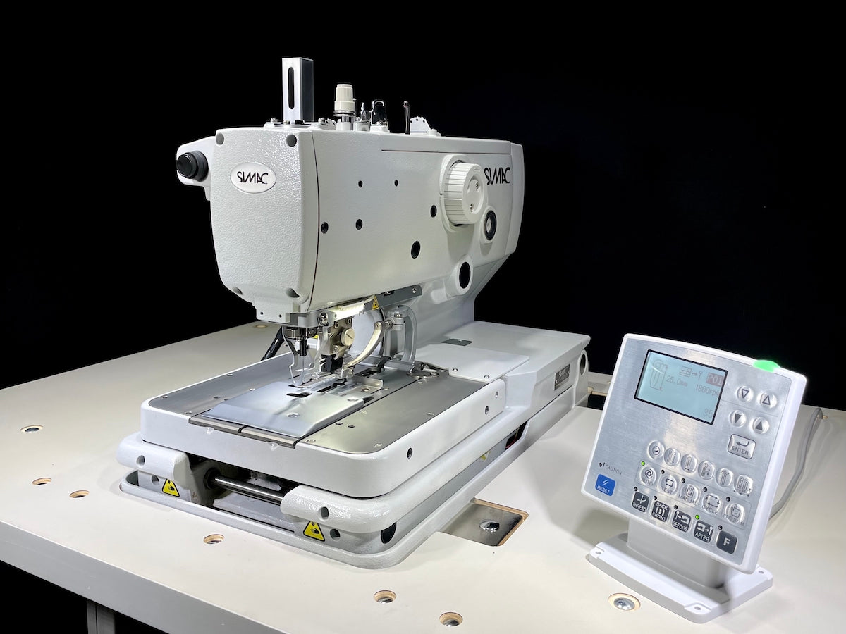 SIMAC 9820 | Occhiellatrice elettronica a catenella doppia con rasafilo superiore e inferiore e 9 programmi memorizzabili