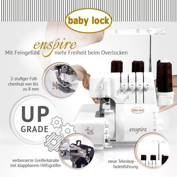 Baby Lock Enspire BLE1EX | Tagliacuci 2-3-4 fili con infilatura JetAir e Twin Cam